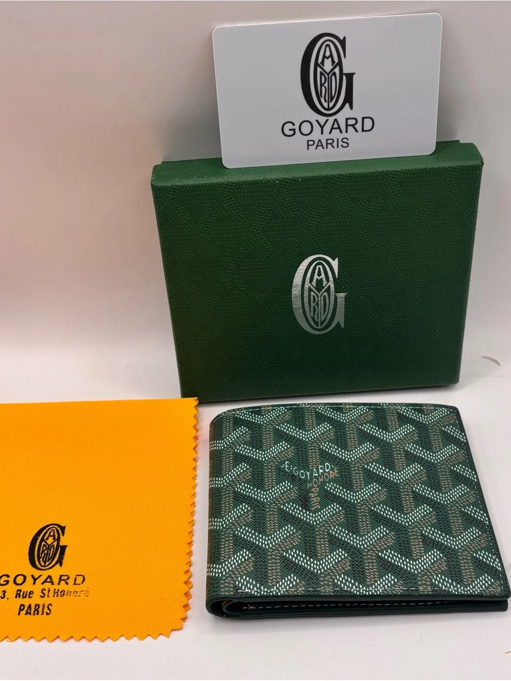 Goyard Green Goyardine Men's Bifold Card Holder Wallet